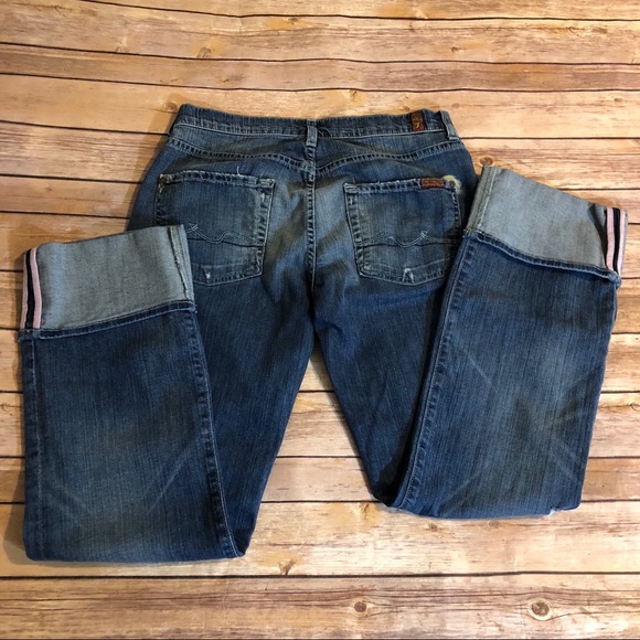 7 For All Mankind Denim - 7 for All Mankind Distressed Boy Cut Jeans